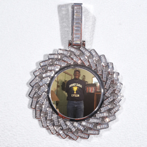 Large 3D Baguette Custom Picture Pendant