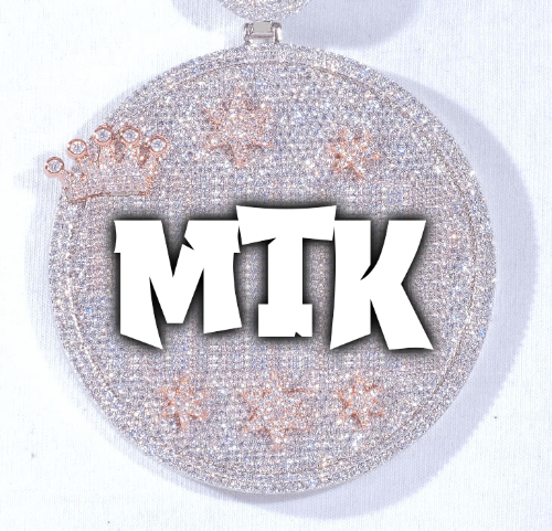 CUSTOM LETTER NECKLACE 3D BIG CROWN DISC
