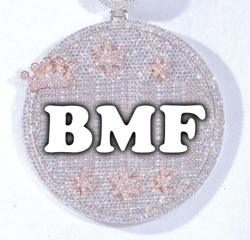 CUSTOM LETTER NECKLACE 3D BIG CROWN DISC