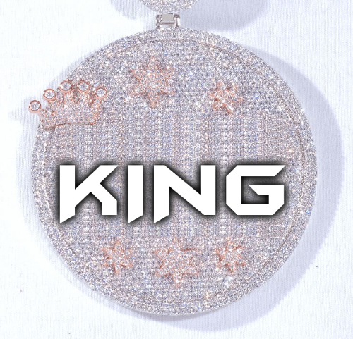 CUSTOM LETTER NECKLACE 3D BIG CROWN DISC