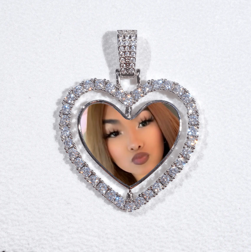 3D Spinning 2-Faced Heart Custom Picture Pendant