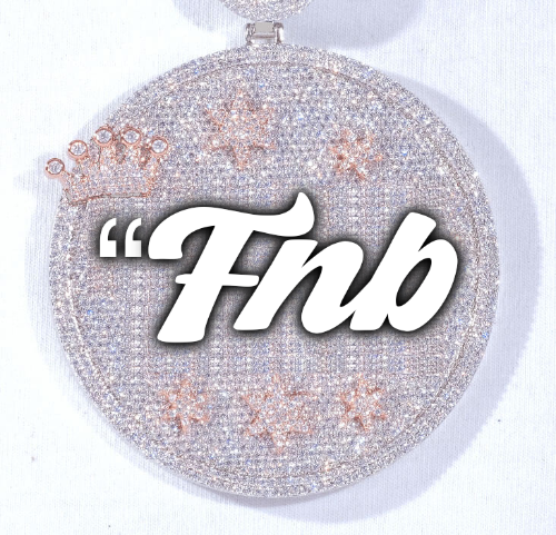 CUSTOM LETTER NECKLACE 3D BIG CROWN DISC