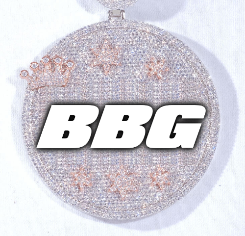 CUSTOM LETTER NECKLACE 3D BIG CROWN DISC