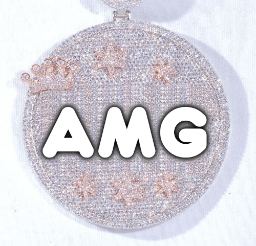 CUSTOM LETTER NECKLACE 3D BIG CROWN DISC