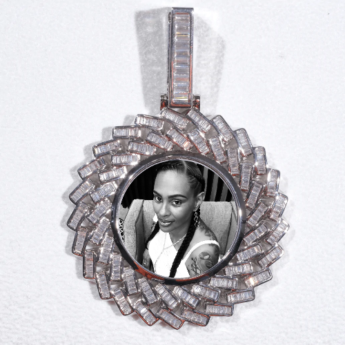 Large 3D Baguette Custom Picture Pendant