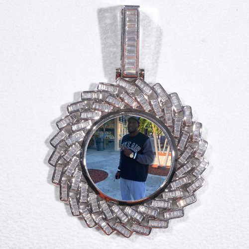 Large 3D Baguette Custom Picture Pendant