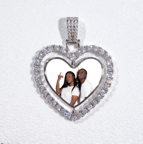 3D Spinning 2-Faced Heart Custom Picture Pendant