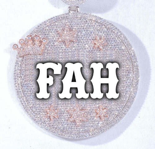 CUSTOM LETTER NECKLACE 3D BIG CROWN DISC