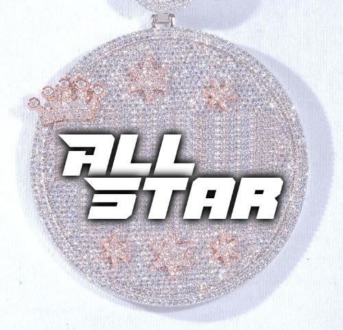 CUSTOM LETTER NECKLACE 3D BIG CROWN DISC