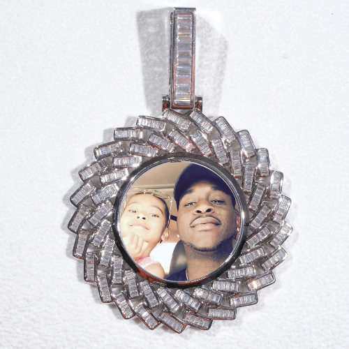Large 3D Baguette Custom Picture Pendant