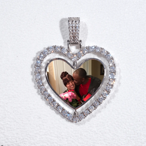 3D Spinning 2-Faced Heart Custom Picture Pendant