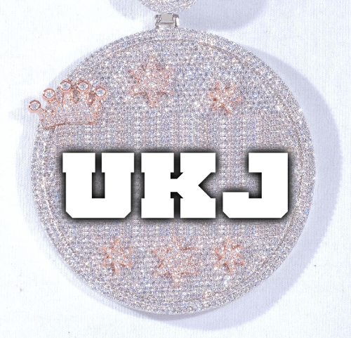 CUSTOM LETTER NECKLACE 3D BIG CROWN DISC