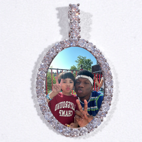 Large 3D Oval Custom Picture Pendant