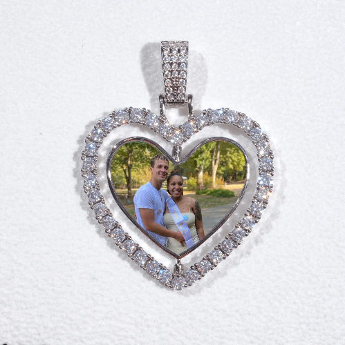 3D Spinning 2-Faced Heart Custom Picture Pendant