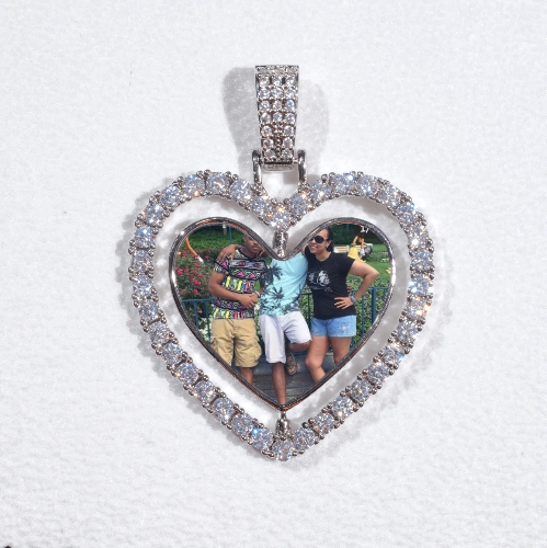 3D Spinning 2-Faced Heart Custom Picture Pendant