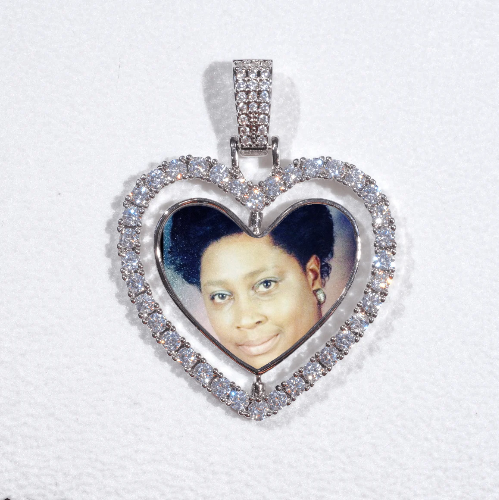 3D Spinning 2-Faced Heart Custom Picture Pendant
