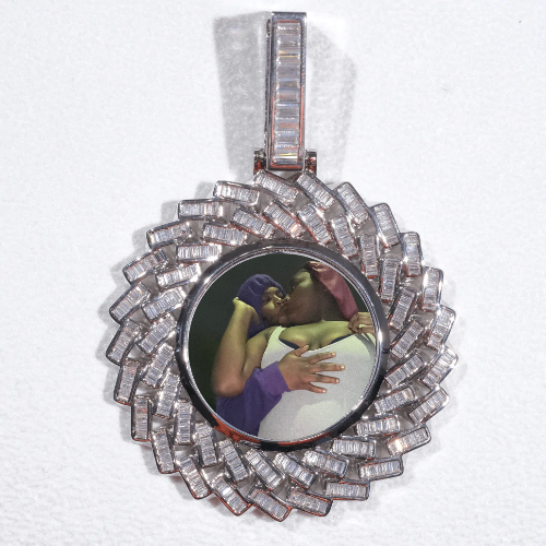 Large 3D Baguette Custom Picture Pendant