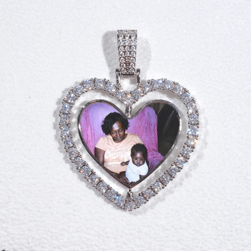 3D Spinning 2-Faced Heart Custom Picture Pendant