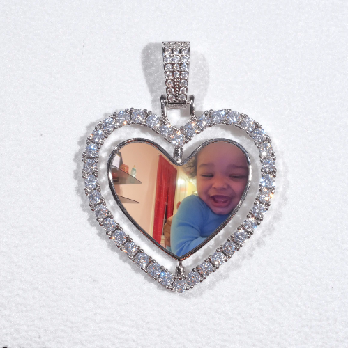 3D Spinning 2-Faced Heart Custom Picture Pendant
