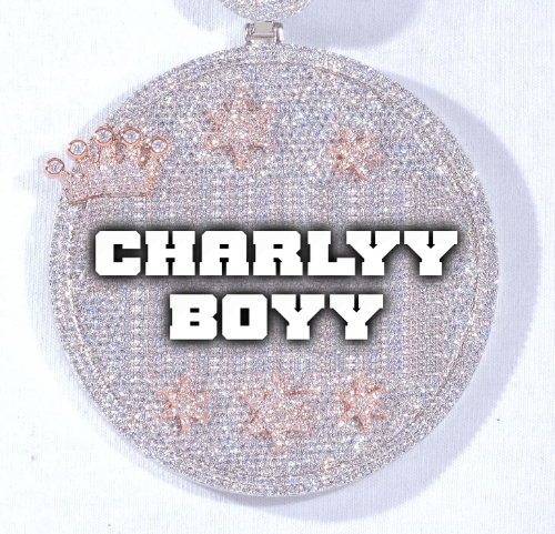 CUSTOM LETTER NECKLACE 3D BIG CROWN DISC