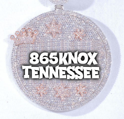 CUSTOM LETTER NECKLACE 3D BIG CROWN DISC