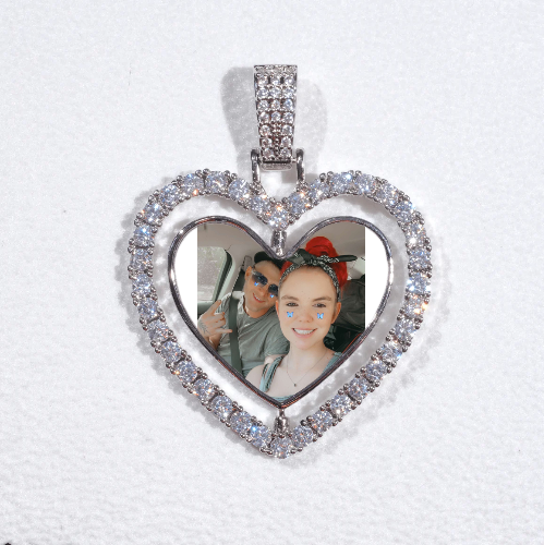 3D Spinning 2-Faced Heart Custom Picture Pendant