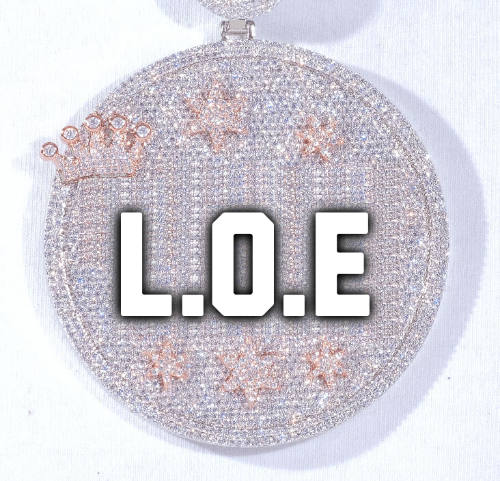 CUSTOM LETTER NECKLACE 3D BIG CROWN DISC