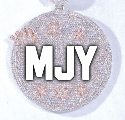 CUSTOM LETTER NECKLACE 3D BIG CROWN DISC