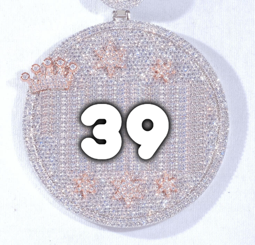 CUSTOM LETTER NECKLACE 3D BIG CROWN DISC
