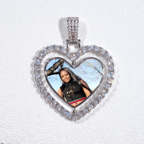 3D Spinning 2-Faced Heart Custom Picture Pendant