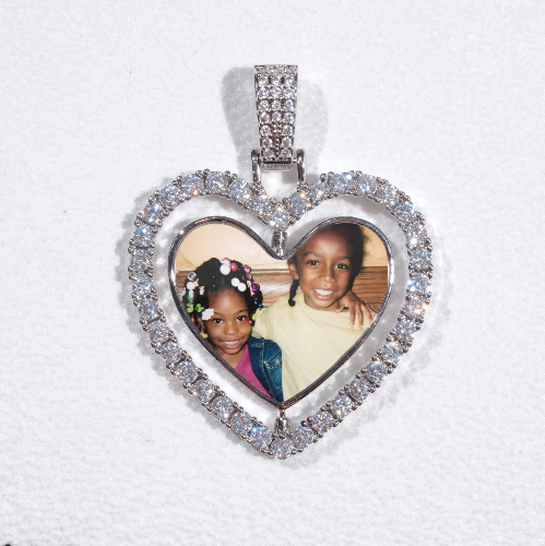 3D Spinning 2-Faced Heart Custom Picture Pendant