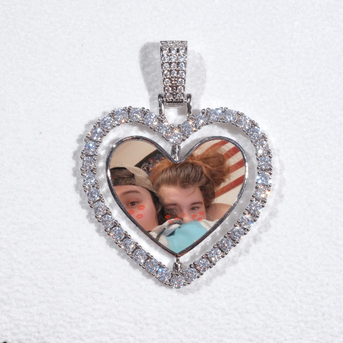 3D Spinning 2-Faced Heart Custom Picture Pendant
