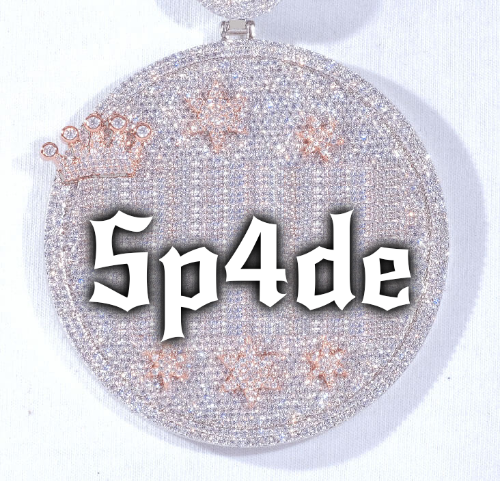 CUSTOM LETTER NECKLACE 3D BIG CROWN DISC
