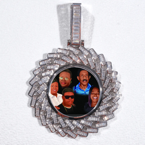 Large 3D Baguette Custom Picture Pendant