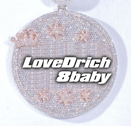 CUSTOM LETTER NECKLACE 3D BIG CROWN DISC