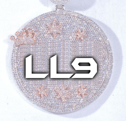 CUSTOM LETTER NECKLACE 3D BIG CROWN DISC
