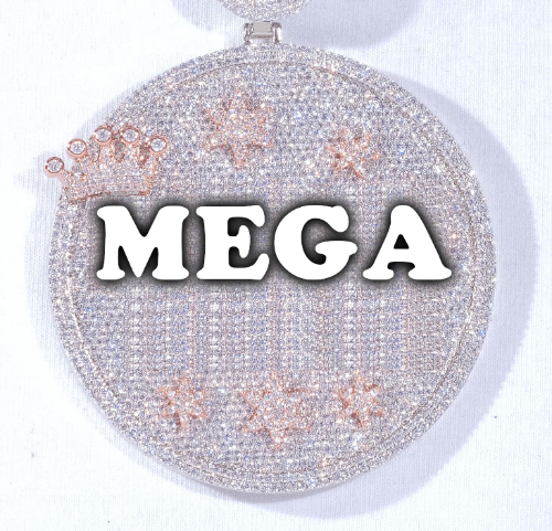 CUSTOM LETTER NECKLACE 3D BIG CROWN DISC
