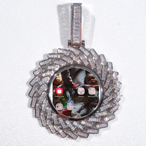 Large 3D Baguette Custom Picture Pendant