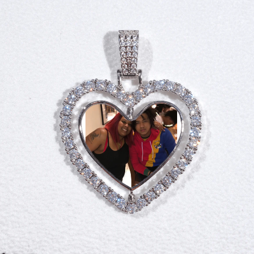 3D Spinning 2-Faced Heart Custom Picture Pendant