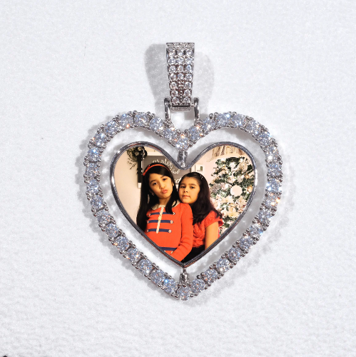 3D Spinning 2-Faced Heart Custom Picture Pendant