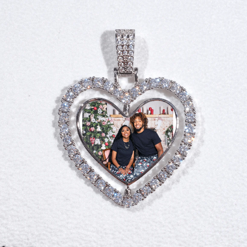 3D Spinning 2-Faced Heart Custom Picture Pendant