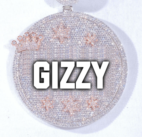 CUSTOM LETTER NECKLACE 3D BIG CROWN DISC