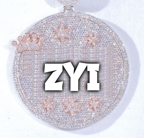 CUSTOM LETTER NECKLACE 3D BIG CROWN DISC