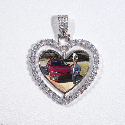 3D Spinning 2-Faced Heart Custom Picture Pendant