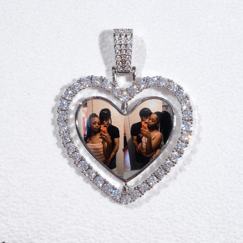 3D Spinning 2-Faced Heart Custom Picture Pendant