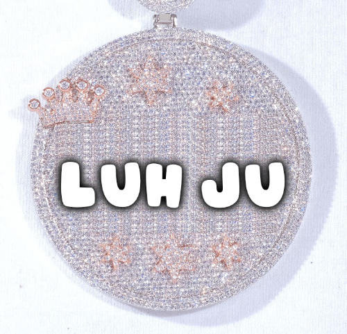 CUSTOM LETTER NECKLACE 3D BIG CROWN DISC