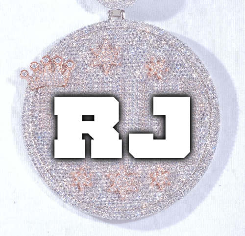 CUSTOM LETTER NECKLACE 3D BIG CROWN DISC
