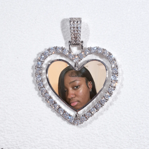 3D Spinning 2-Faced Heart Custom Picture Pendant