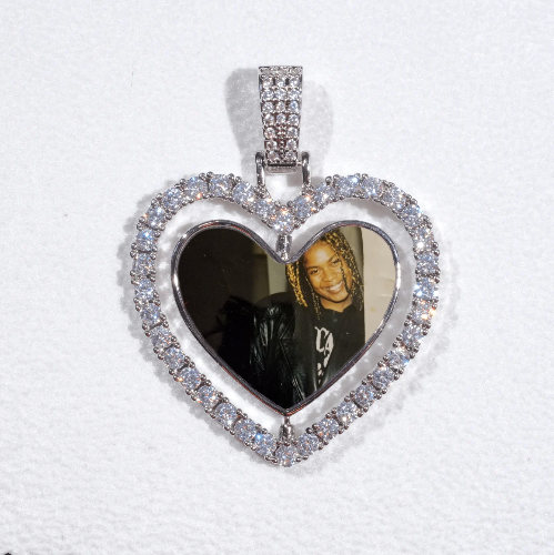 3D Spinning 2-Faced Heart Custom Picture Pendant