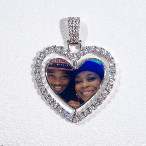 3D Spinning 2-Faced Heart Custom Picture Pendant